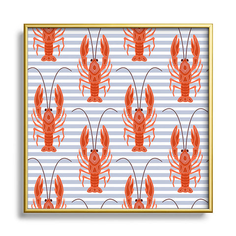 Emanuela Carratoni Lobster Dance Square Metal Framed Art Print