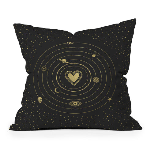 Emanuela Carratoni Love Universe in Gold Outdoor Throw Pillow