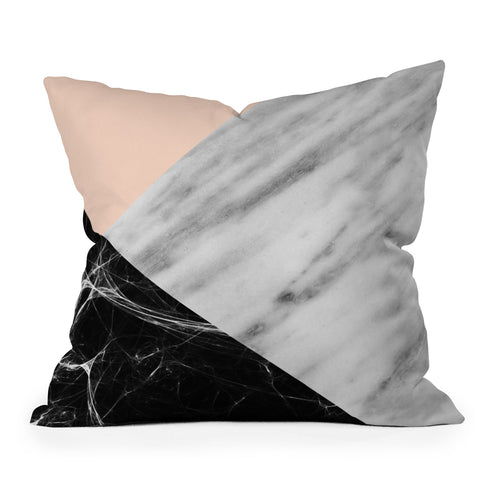 Emanuela Carratoni Marble Collage with Pink Outdoor Throw Pillow