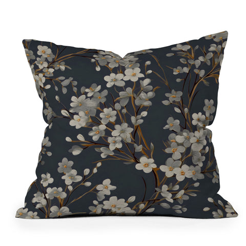 Emanuela Carratoni Moody Flowers Outdoor Throw Pillow