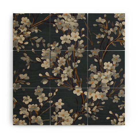 Emanuela Carratoni Moody Flowers Wood Wall Mural