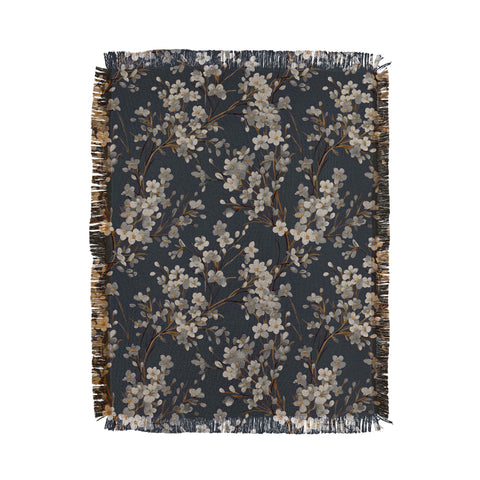 Emanuela Carratoni Moody Flowers Throw Blanket