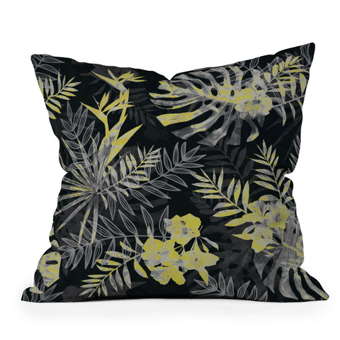 Emanuela Carratoni Moody Jungle Outdoor Throw Pillow