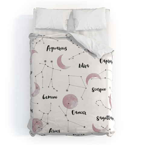 Emanuela Carratoni Moon and Constellations Duvet Cover