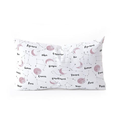 Emanuela Carratoni Moon and Constellations Oblong Throw Pillow