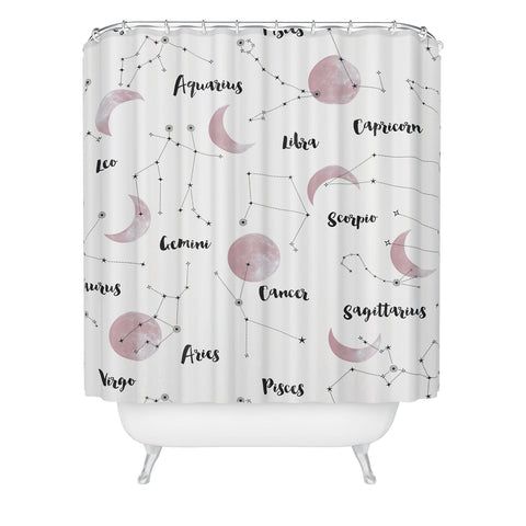 Emanuela Carratoni Moon and Constellations Shower Curtain