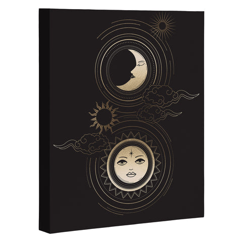Emanuela Carratoni Moon and Sun in Gold Art Canvas