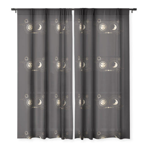 Emanuela Carratoni Moon and Sun in Gold Sheer Window Curtain