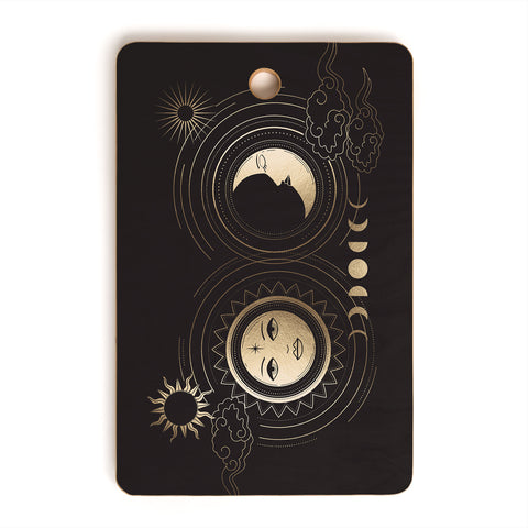 Emanuela Carratoni Moon and Sun in Gold Cutting Board Rectangle