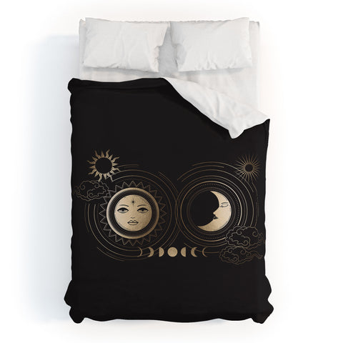 Emanuela Carratoni Moon and Sun in Gold Duvet Cover