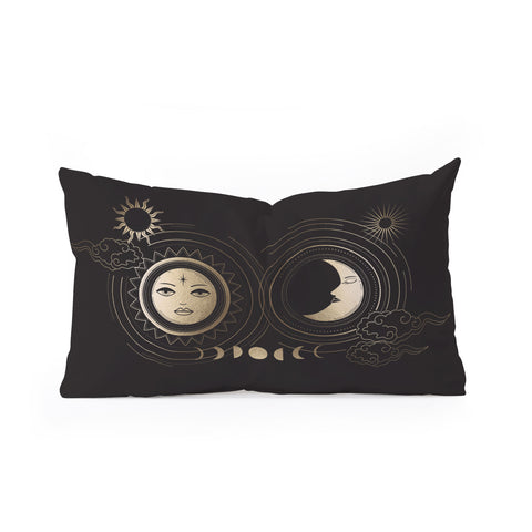 Emanuela Carratoni Moon and Sun in Gold Oblong Throw Pillow