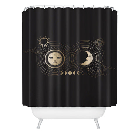 Emanuela Carratoni Moon and Sun in Gold Shower Curtain