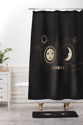 Emanuela Carratoni Moon and Sun in Gold Shower Curtain And Mat