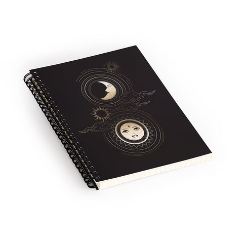 Emanuela Carratoni Moon and Sun in Gold Spiral Notebook