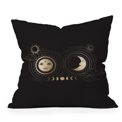 Emanuela Carratoni Moon and Sun in Gold Outdoor Throw Pillow