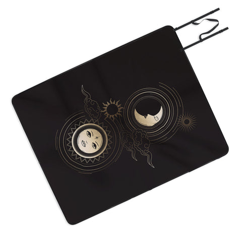 Emanuela Carratoni Moon and Sun in Gold Picnic Blanket