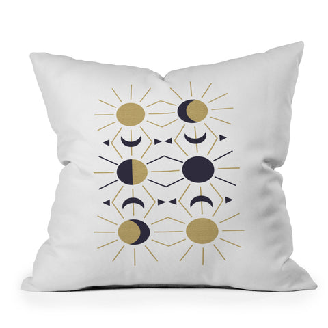 Emanuela Carratoni Moon and Sun on White Outdoor Throw Pillow