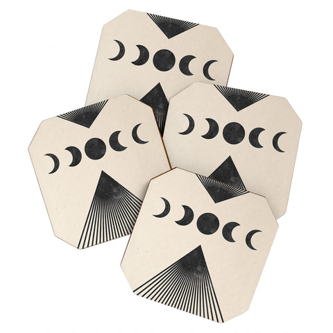Emanuela Carratoni Moon Phases on Mountains Coaster Set