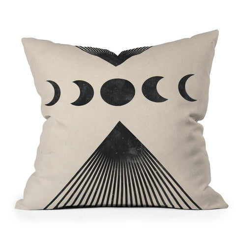 Emanuela Carratoni Moon Phases on Mountains Outdoor Throw Pillow