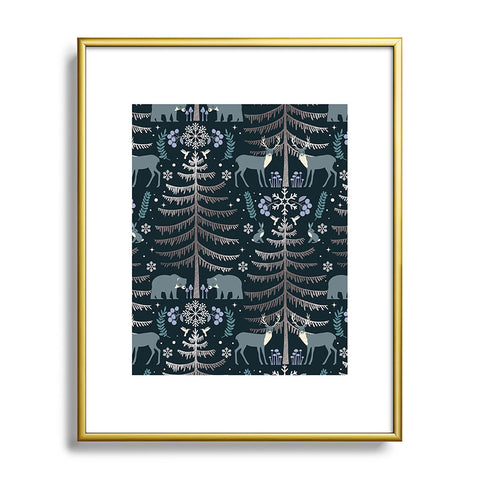 Emanuela Carratoni Moon Winter Forest Metal Framed Art Print
