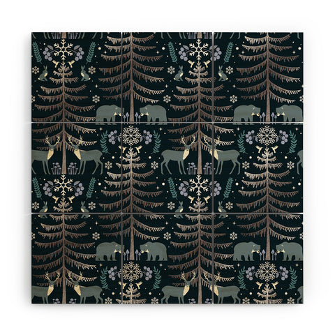 Emanuela Carratoni Moon Winter Forest Wood Wall Mural