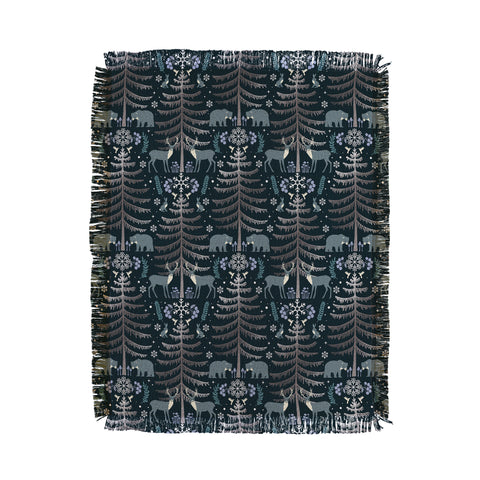 Emanuela Carratoni Moon Winter Forest Throw Blanket