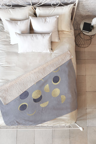 Emanuela Carratoni Moons Time Fleece Throw Blanket