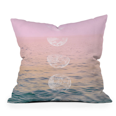 Emanuela Carratoni Moontime on the Beach Outdoor Throw Pillow