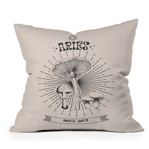 Emanuela Carratoni Mushrooms Zodiac Aries Outdoor Throw Pillow