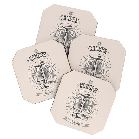 Emanuela Carratoni Mushrooms Zodiac Cancer Coaster Set