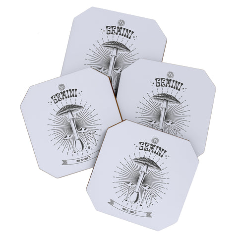 Emanuela Carratoni Mushrooms Zodiac Gemini Coaster Set