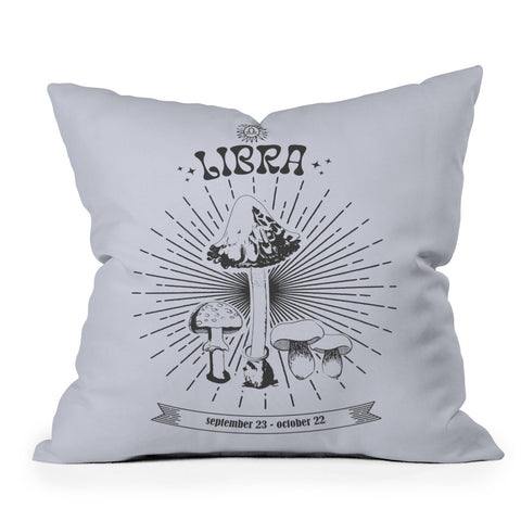 Emanuela Carratoni Mushrooms Zodiac Libra Outdoor Throw Pillow