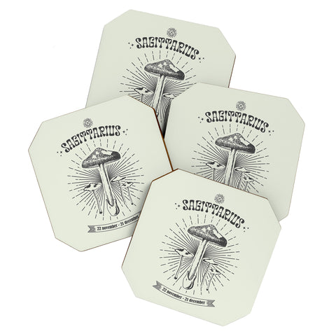 Emanuela Carratoni Mushrooms Zodiac Sagittarius Coaster Set