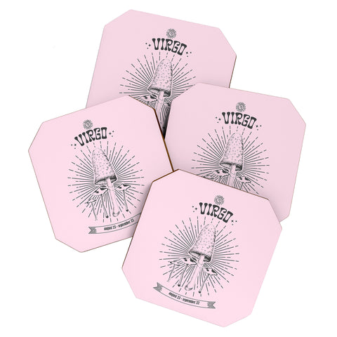 Emanuela Carratoni Mushrooms Zodiac Virgo Coaster Set