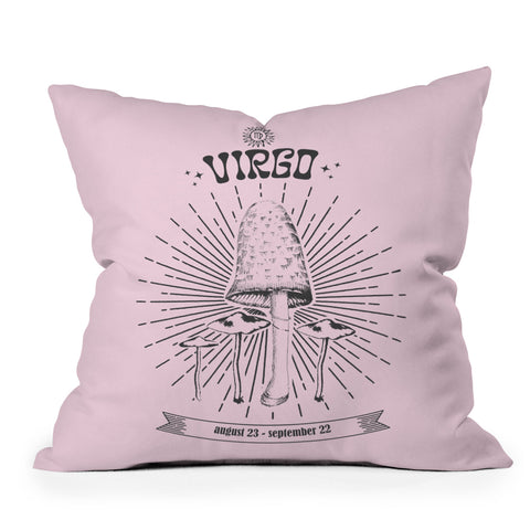 Emanuela Carratoni Mushrooms Zodiac Virgo Outdoor Throw Pillow