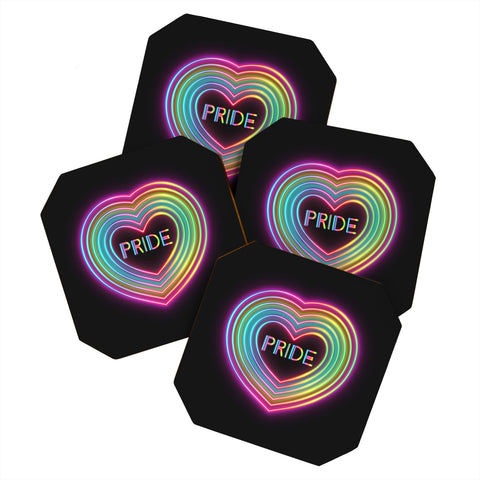 Emanuela Carratoni Neon Pride Heart Coaster Set