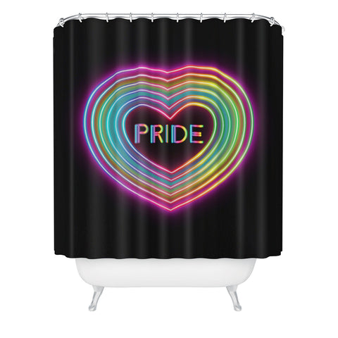 Emanuela Carratoni Neon Pride Heart Shower Curtain
