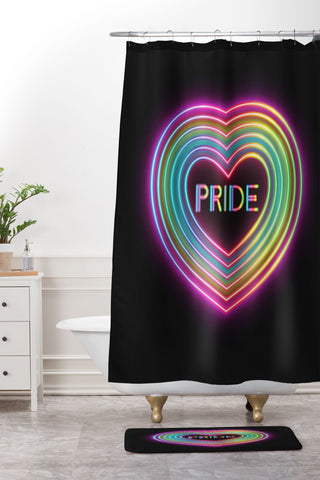 Emanuela Carratoni Neon Pride Heart Shower Curtain And Mat