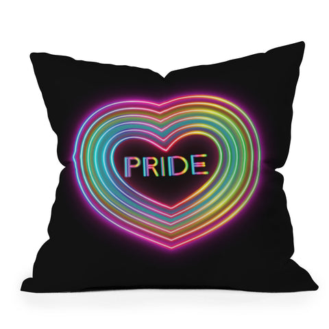 Emanuela Carratoni Neon Pride Heart Outdoor Throw Pillow
