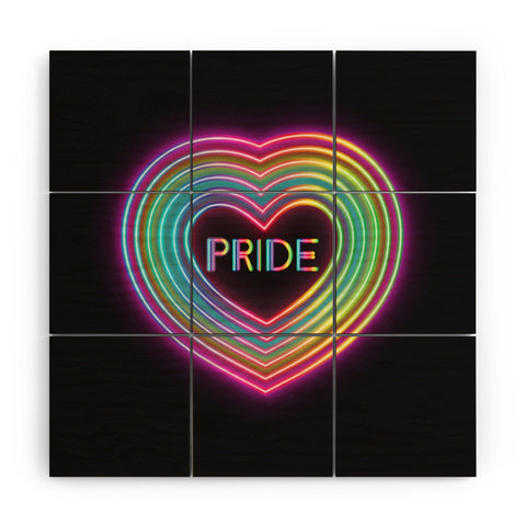 Emanuela Carratoni Neon Pride Heart Wood Wall Mural