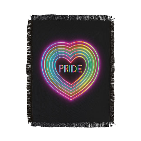 Emanuela Carratoni Neon Pride Heart Throw Blanket