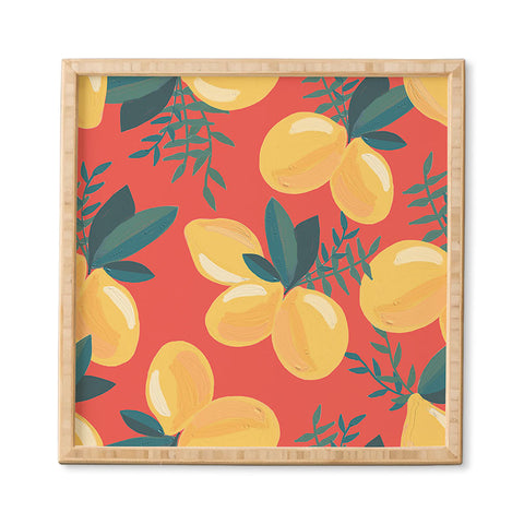 Emanuela Carratoni Painted Lemons on Red Framed Wall Art