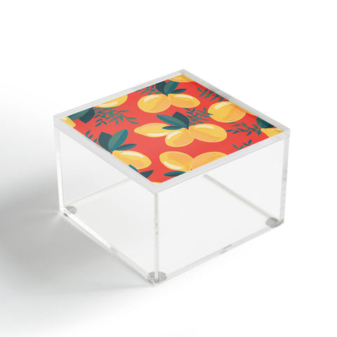 Emanuela Carratoni Painted Lemons on Red Acrylic Box