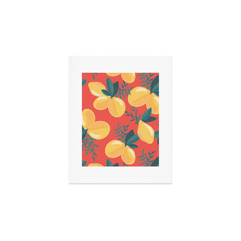 Emanuela Carratoni Painted Lemons on Red Art Print