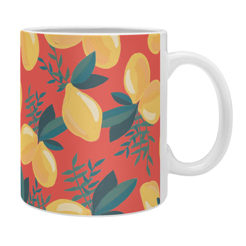 Emanuela Carratoni Painted Lemons on Red Coffee Mug