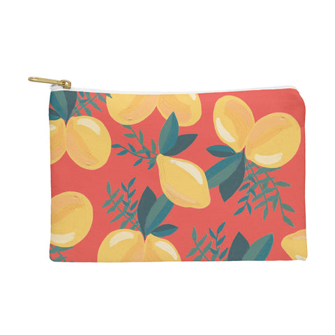 Emanuela Carratoni Painted Lemons on Red Pouch