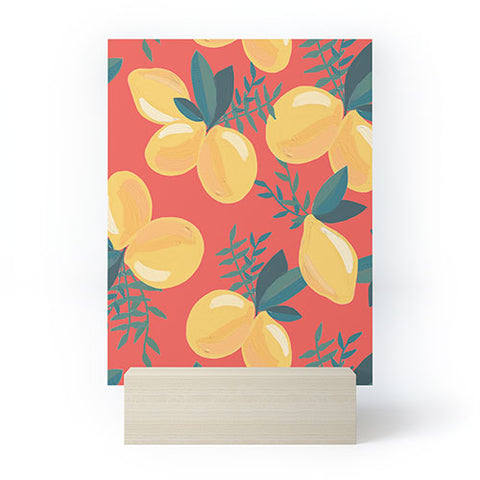 Emanuela Carratoni Painted Lemons on Red Mini Art Print
