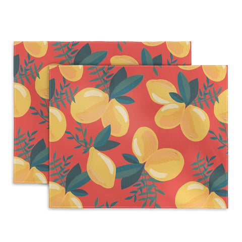Emanuela Carratoni Painted Lemons on Red Placemat