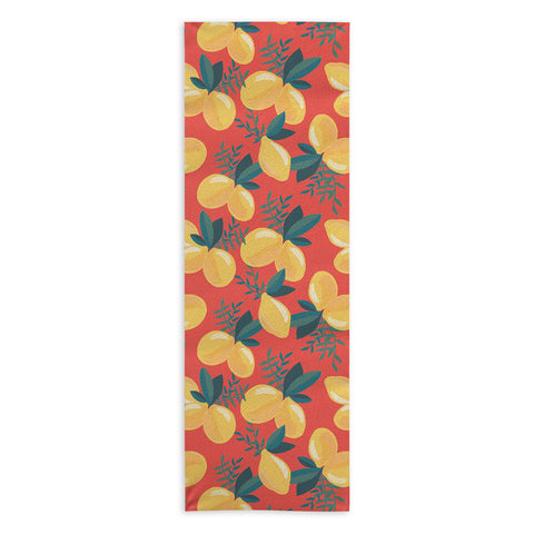 Emanuela Carratoni Painted Lemons on Red Yoga Towel