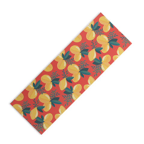 Emanuela Carratoni Painted Lemons on Red Yoga Mat